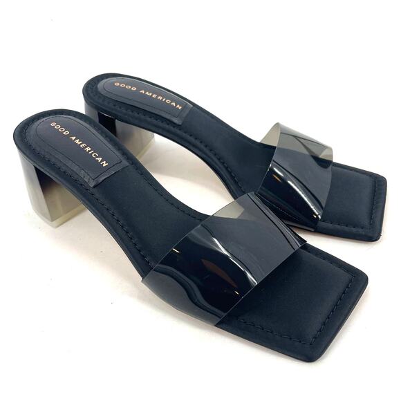 Good American Block Heel Slide Sandal Black 001 Size 10.5 GA119K-X - Picture 1 of 9